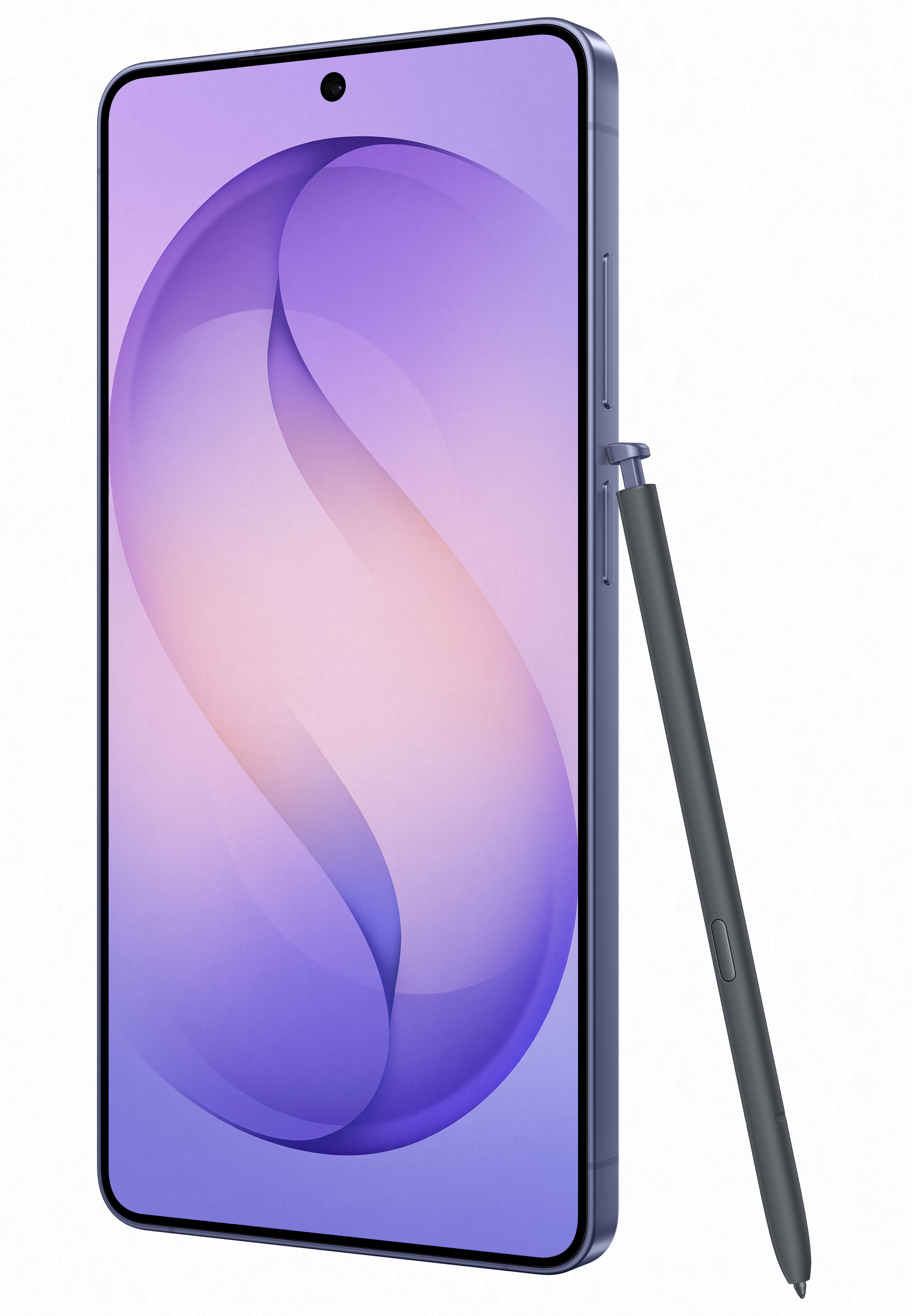 Niebieski smartfon z rysikiem leżącym na ekranie.