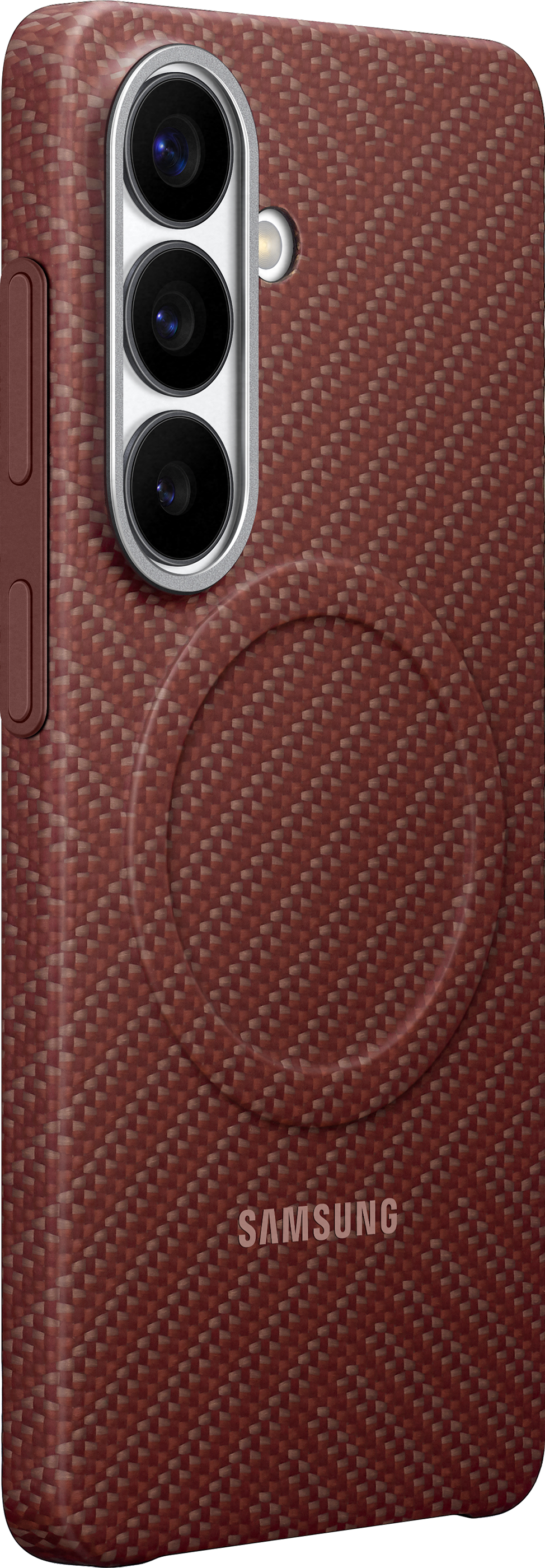 Rückseite eines braunen Samsung-Handys mit Kameras und Samsung-Logo.