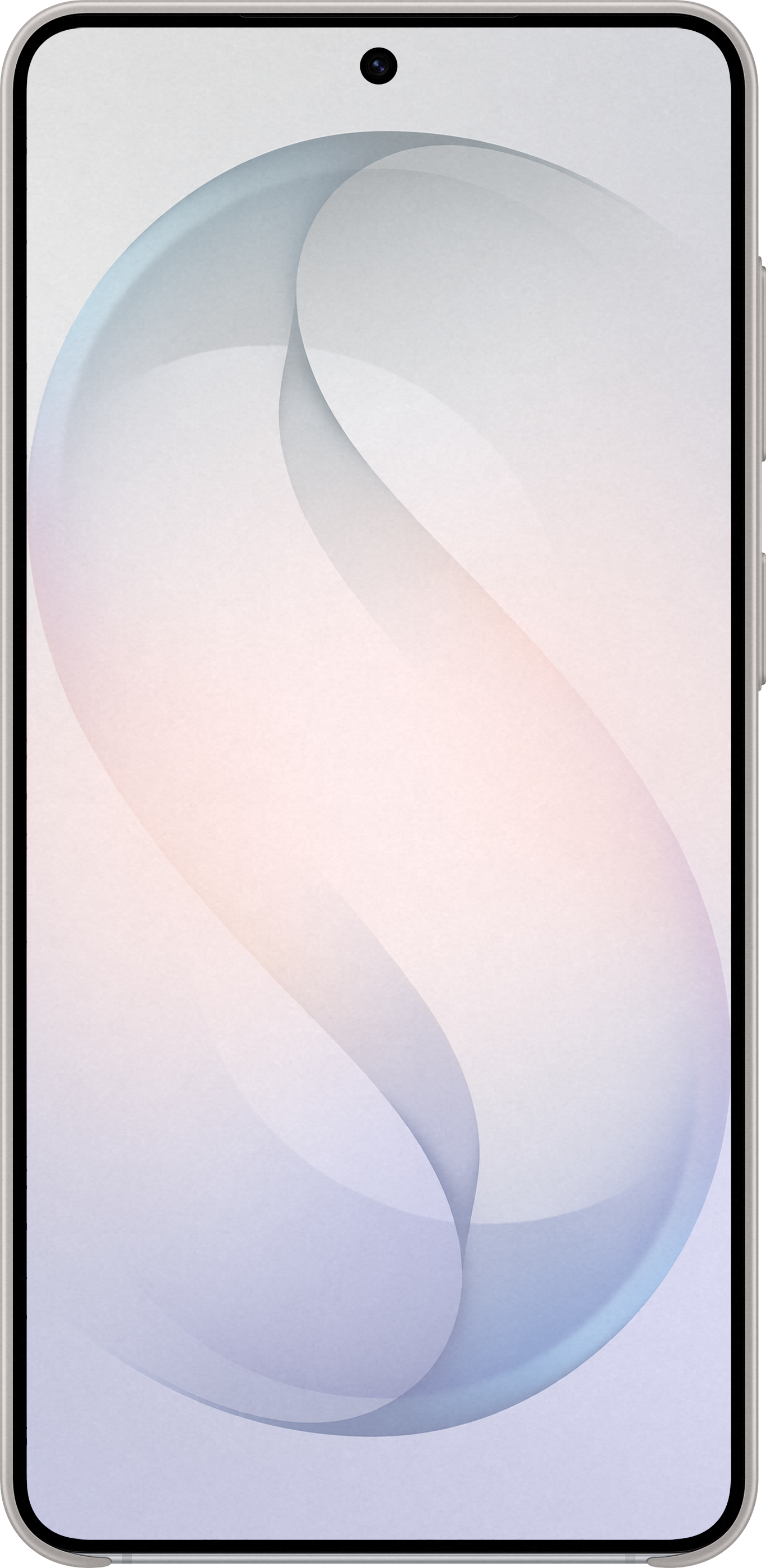 Uno smartphone con uno sfondo sfumato morbido. Visibile un foro per la fotocamera.