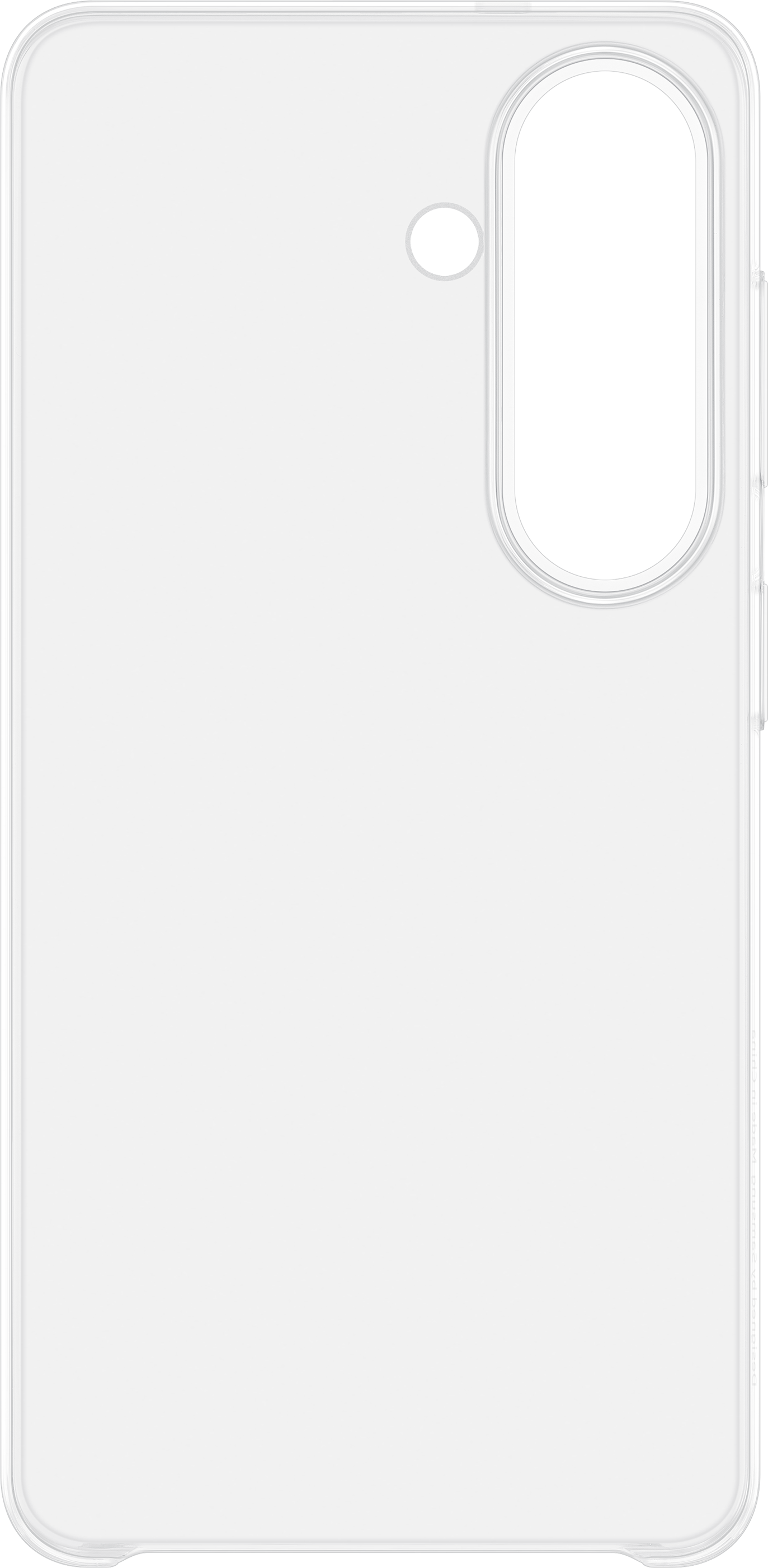 Custodia bianca per telefono con ritaglio fotocamera nero in alto.