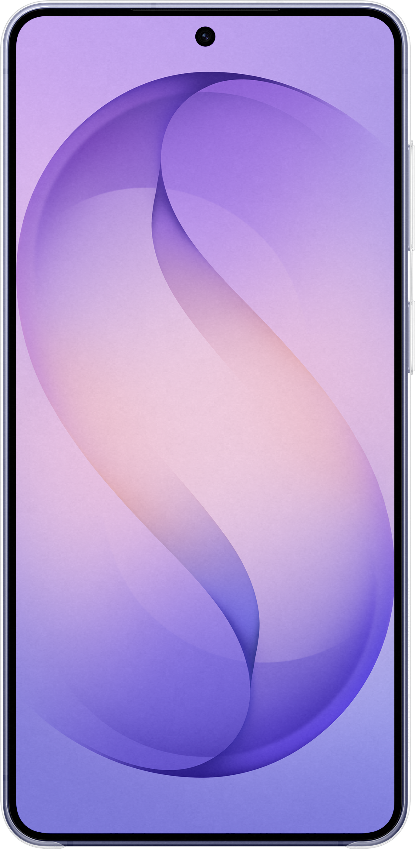 Uno smartphone con uno sfondo astratto viola e rosa.