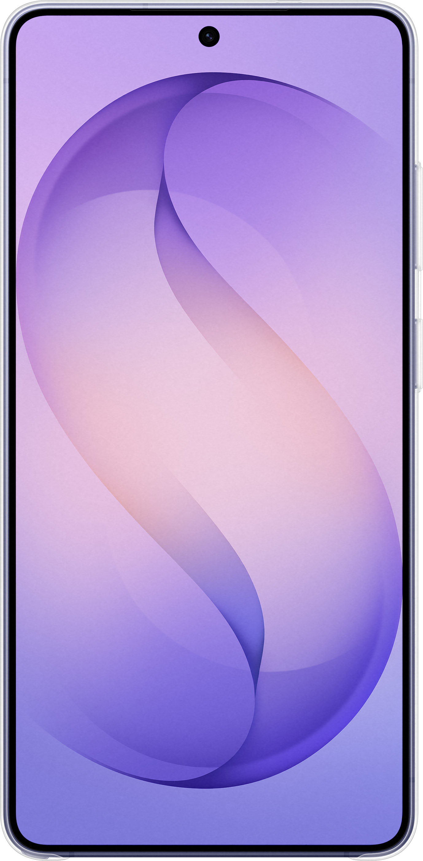 Uno smartphone con un motivo ondulato viola e rosa sullo schermo.
