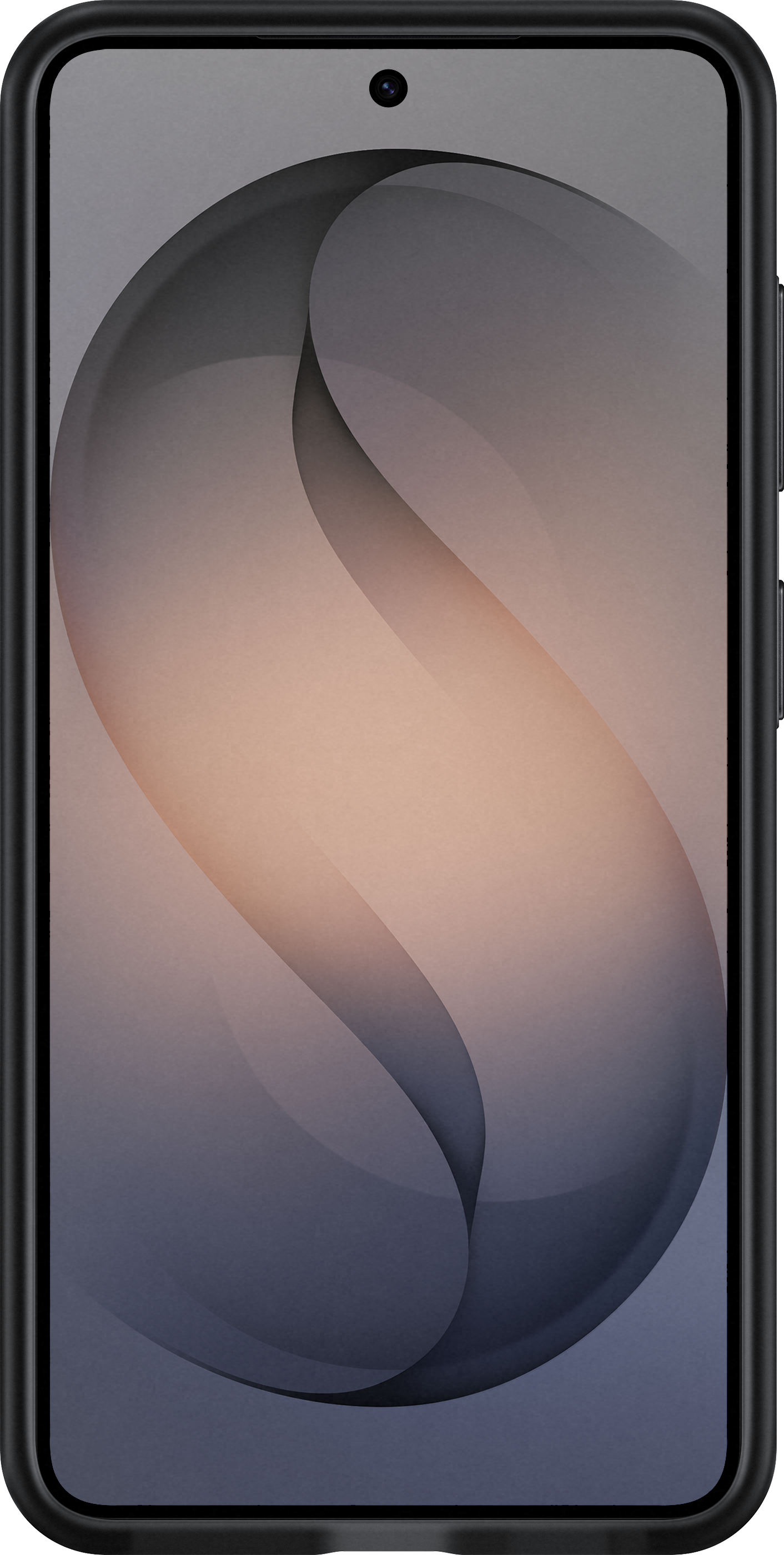 Uno smartphone con uno sfondo astratto di forme curve e sfumature.