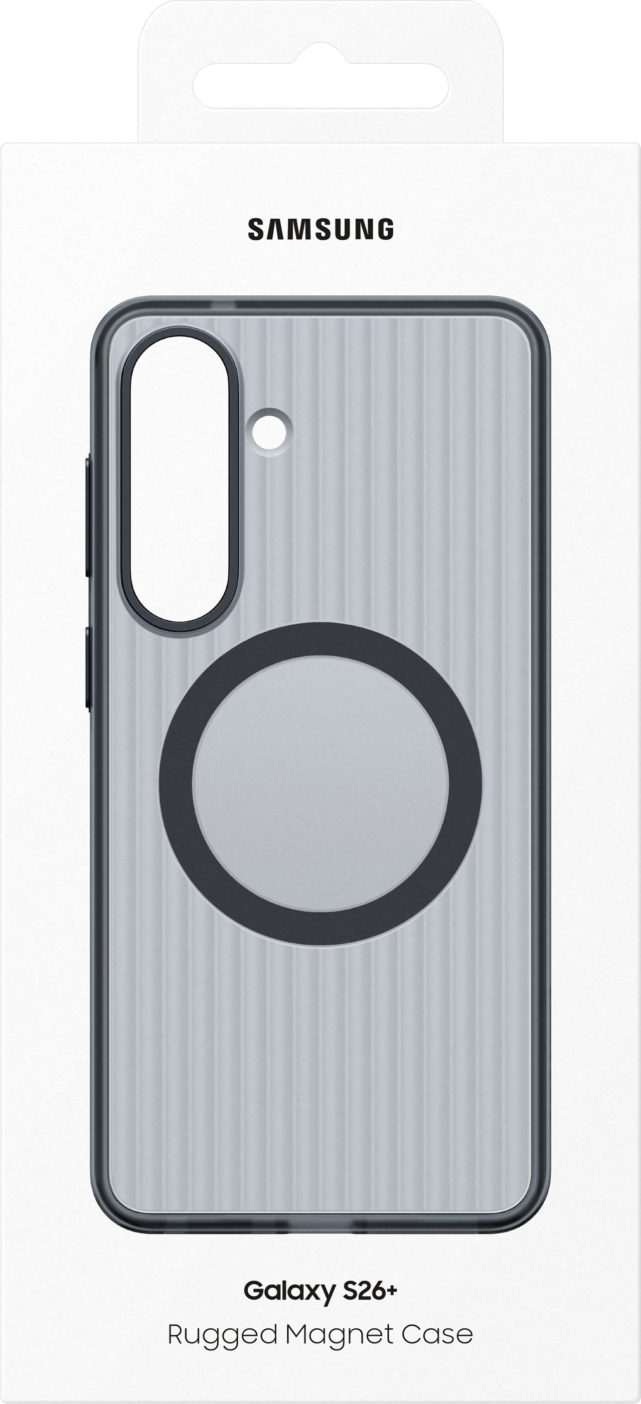 Custodia Samsung Galaxy S26+ con anello magnetico e texture a coste.