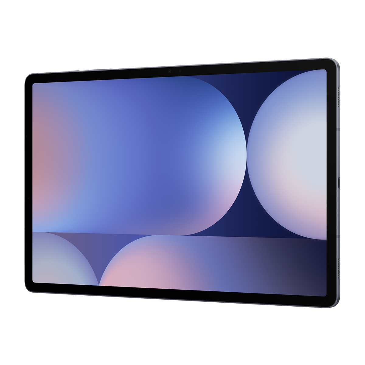 Soyut mavi ve pembe duvar kağıdı gösteren bir tablet.