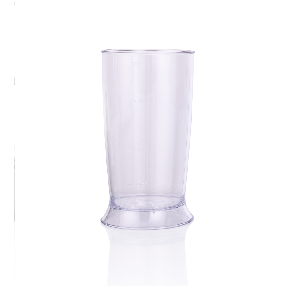 100ml, 250ml, 500ml ve 700ml işaretli şeffaf ölçüm kabı.