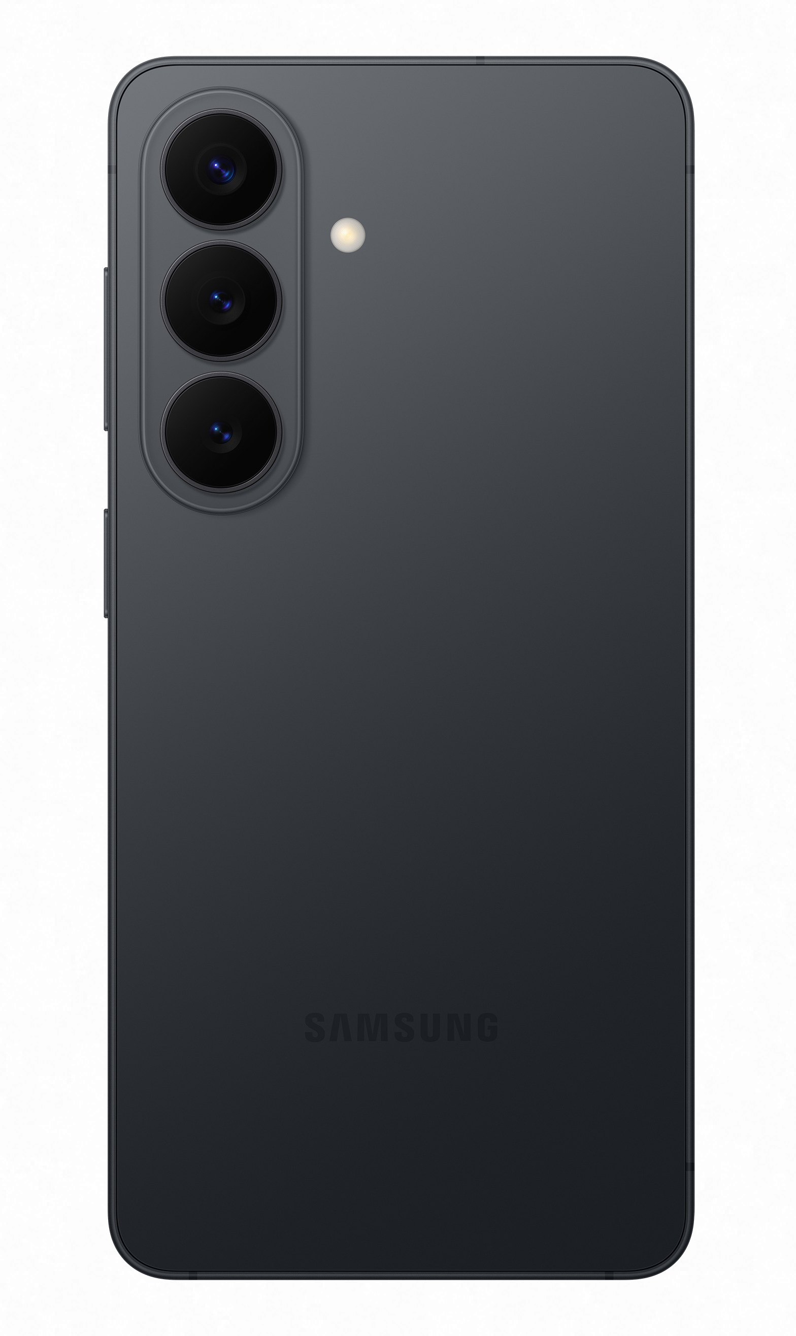 Ciemnoszary smartfon Samsung z trzema obiektywami i lampą.