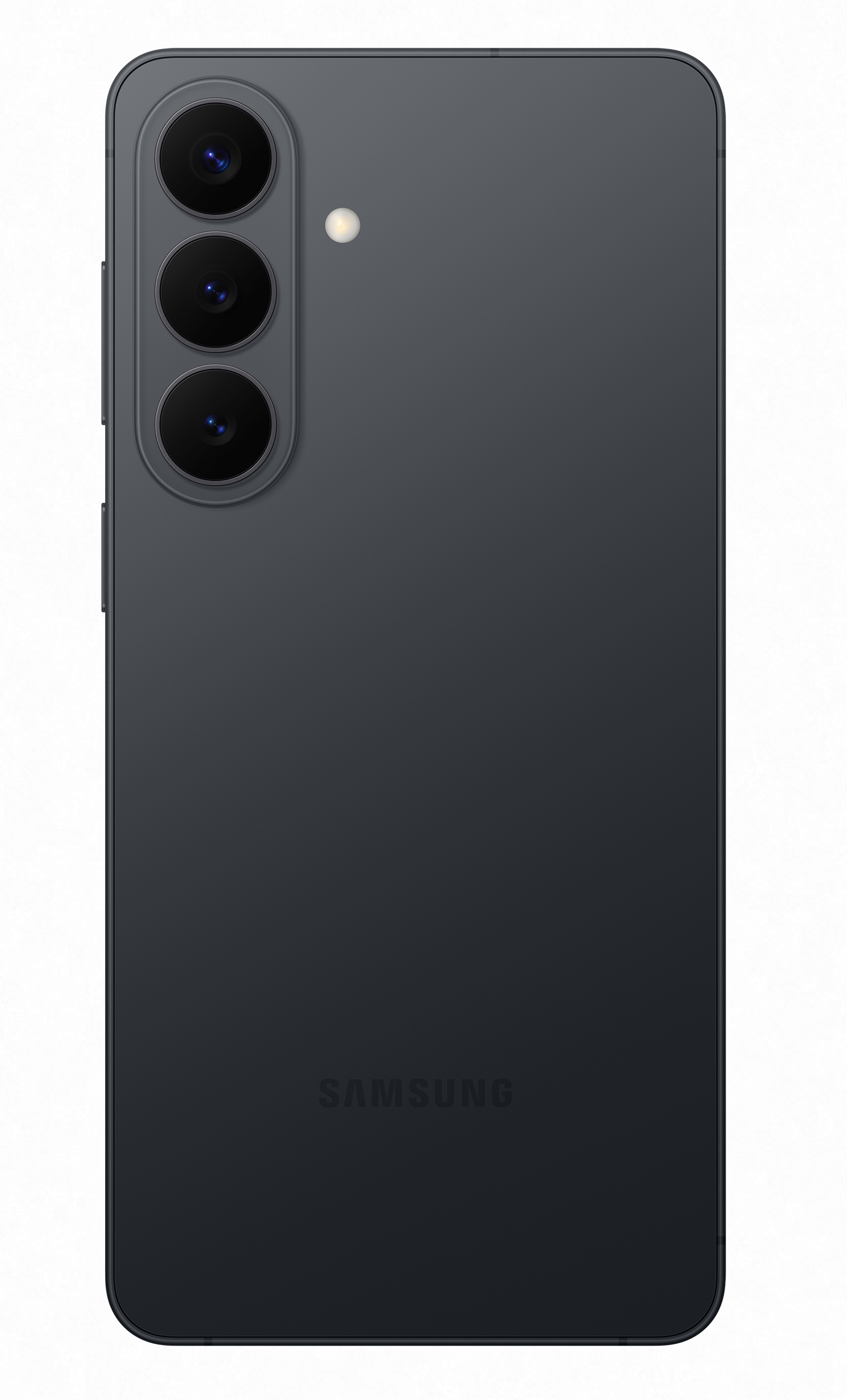 Ciemnoszary smartfon z trzema aparatami i lampą błyskową z tyłu.