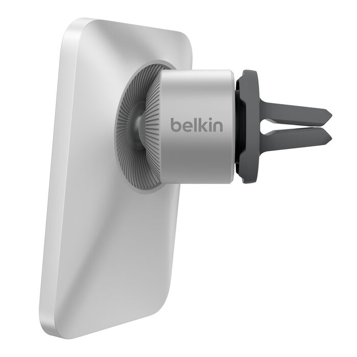 Gümüş Belkin araç havalandırma montajı, akıllı telefonlar için, fan kanadı tasarım.