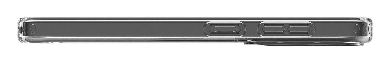 Funda transparente para teléfono con botones laterales.