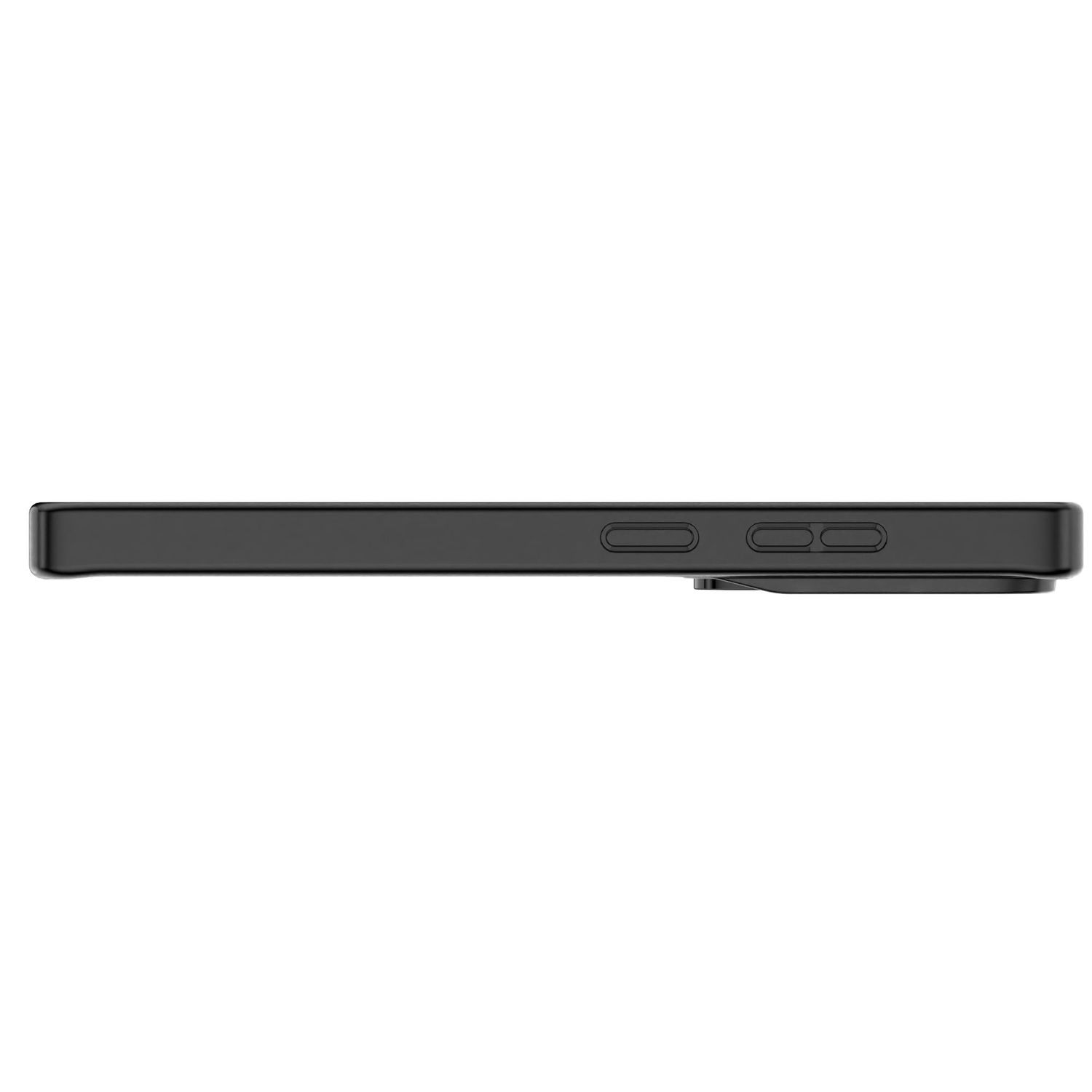 Funda negra de smartphone mostrando botones laterales.