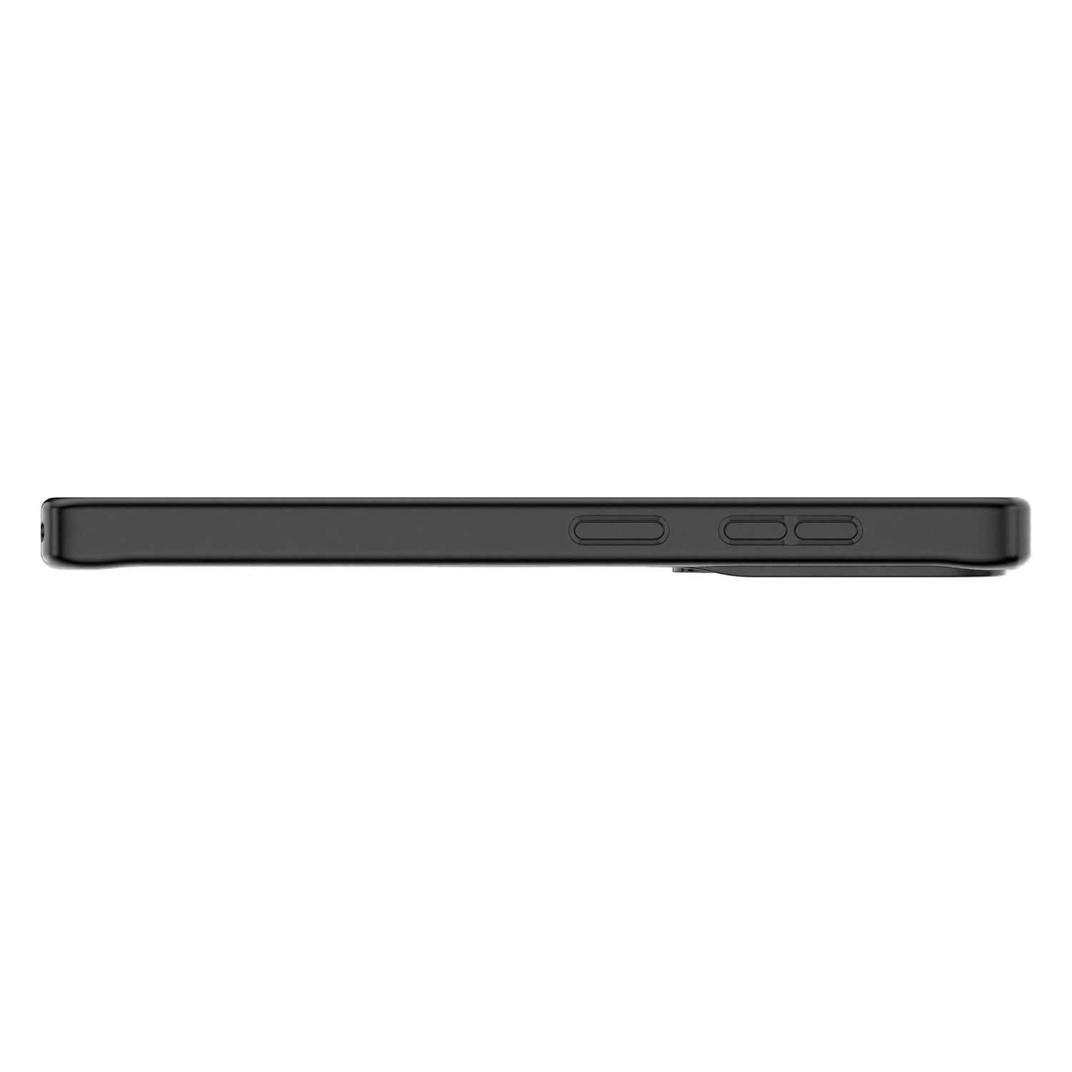 Funda negra para smartphone con botones laterales.