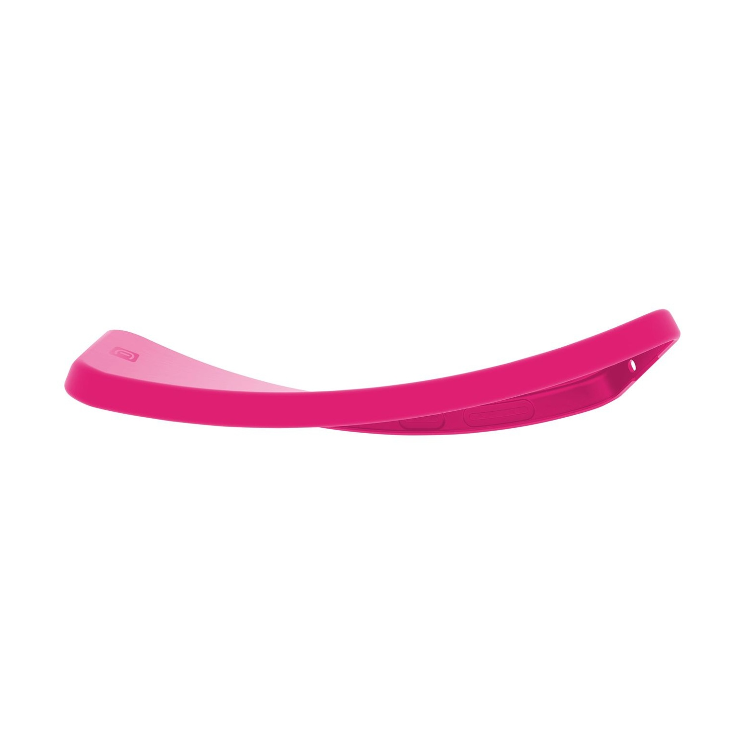Una cover curva, rosa acceso, con logo.