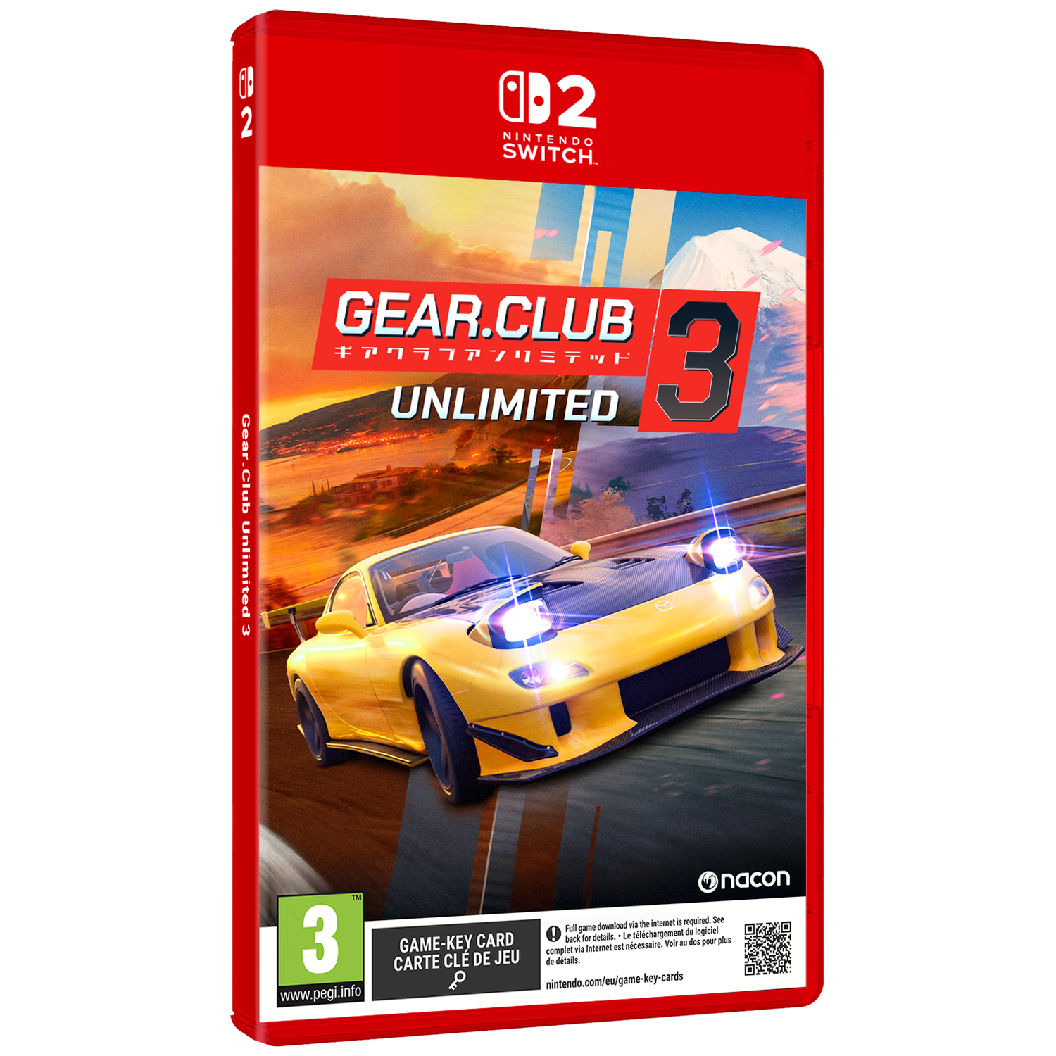 Nintendo Switch case for Gear.Club Unlimited 3 featuring a yellow sports car.