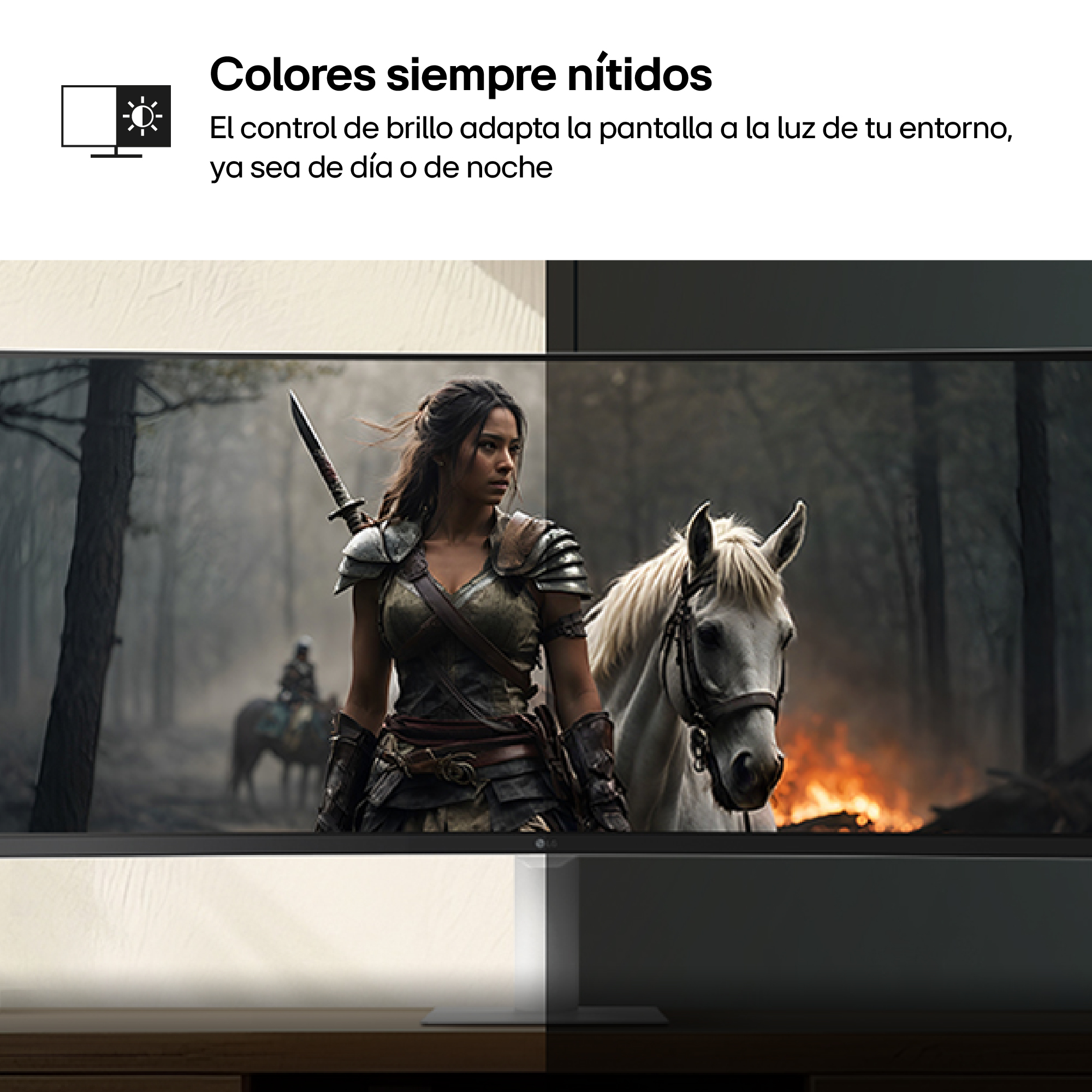 Colores siempre nítidos. El control de brillo adapta la pantalla a la luz de tu entorno, ya sea de día o de noche