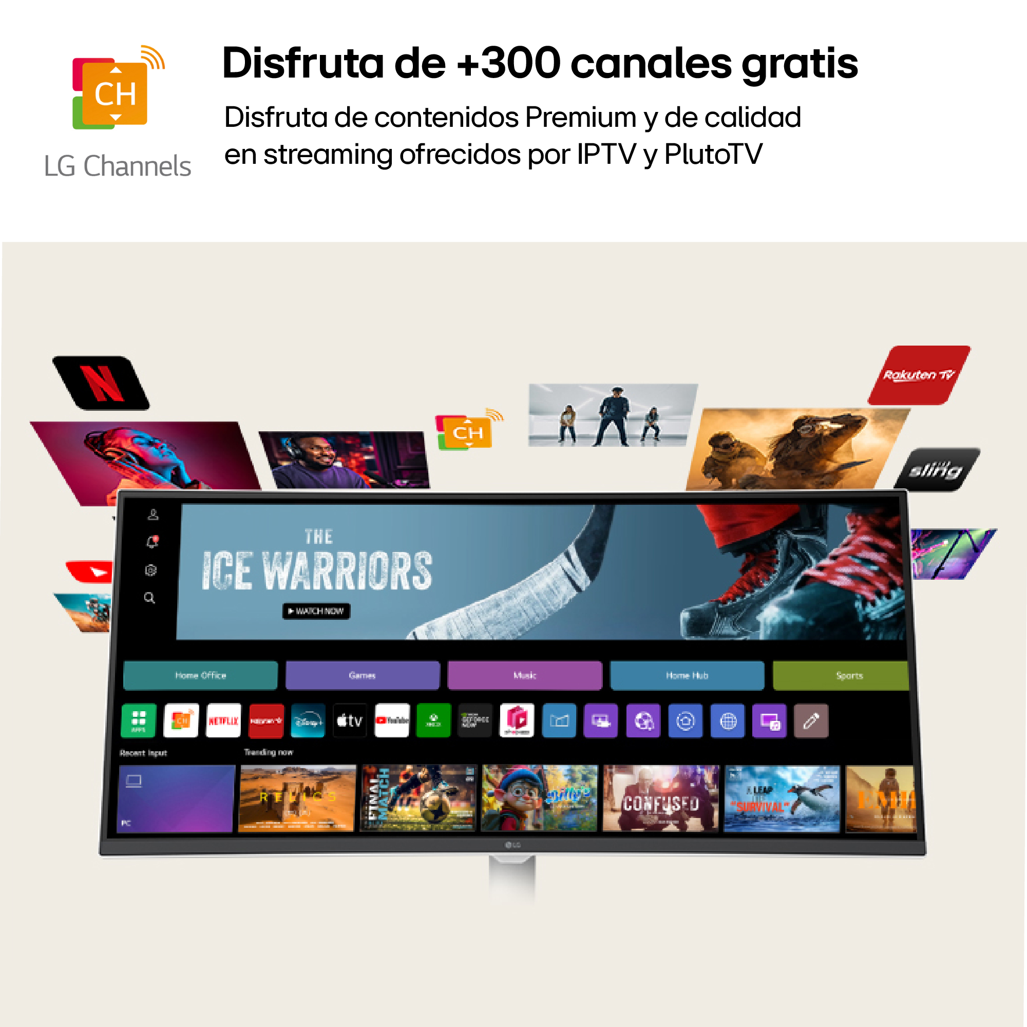Disfruta de +300 canales gratis. Disfruta de contenidos Premium y de calidad en streaming ofrecidos por IPTV y PlutoTV
