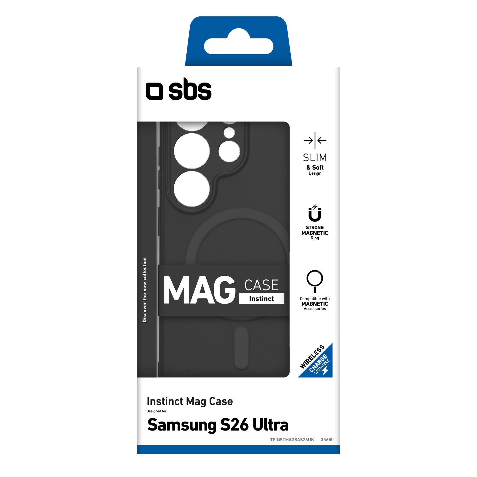 SBS Instinct Mag Case für Samsung S26 Ultra, schwarz, schlank, magnetisch.