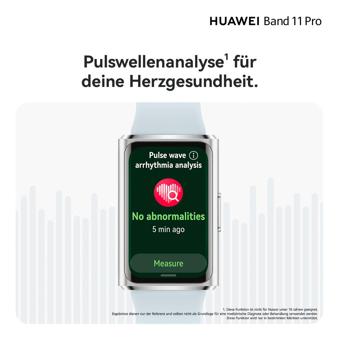 HUAWEI Band 11 Pro zeigt Pulswellenanalyse für Herzgesundheit.