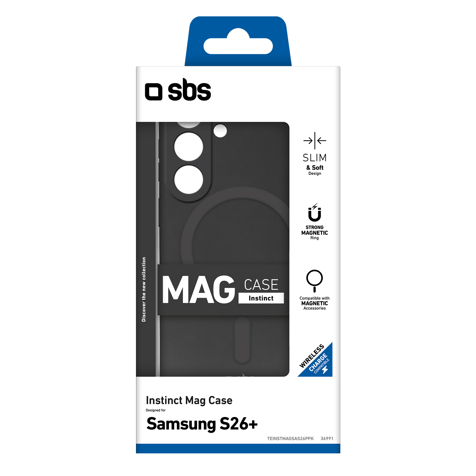 SBS Instinct Mag Case Verpackung für Samsung S26+, schwarz, magnetisch.