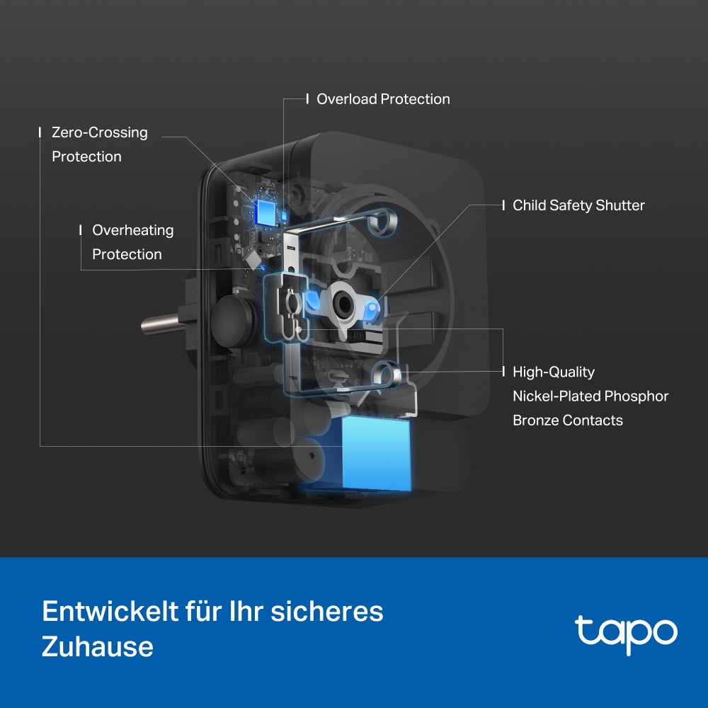 Schnittansicht eines Steckers mit Schutzfunktionen wie Überlastschutz.