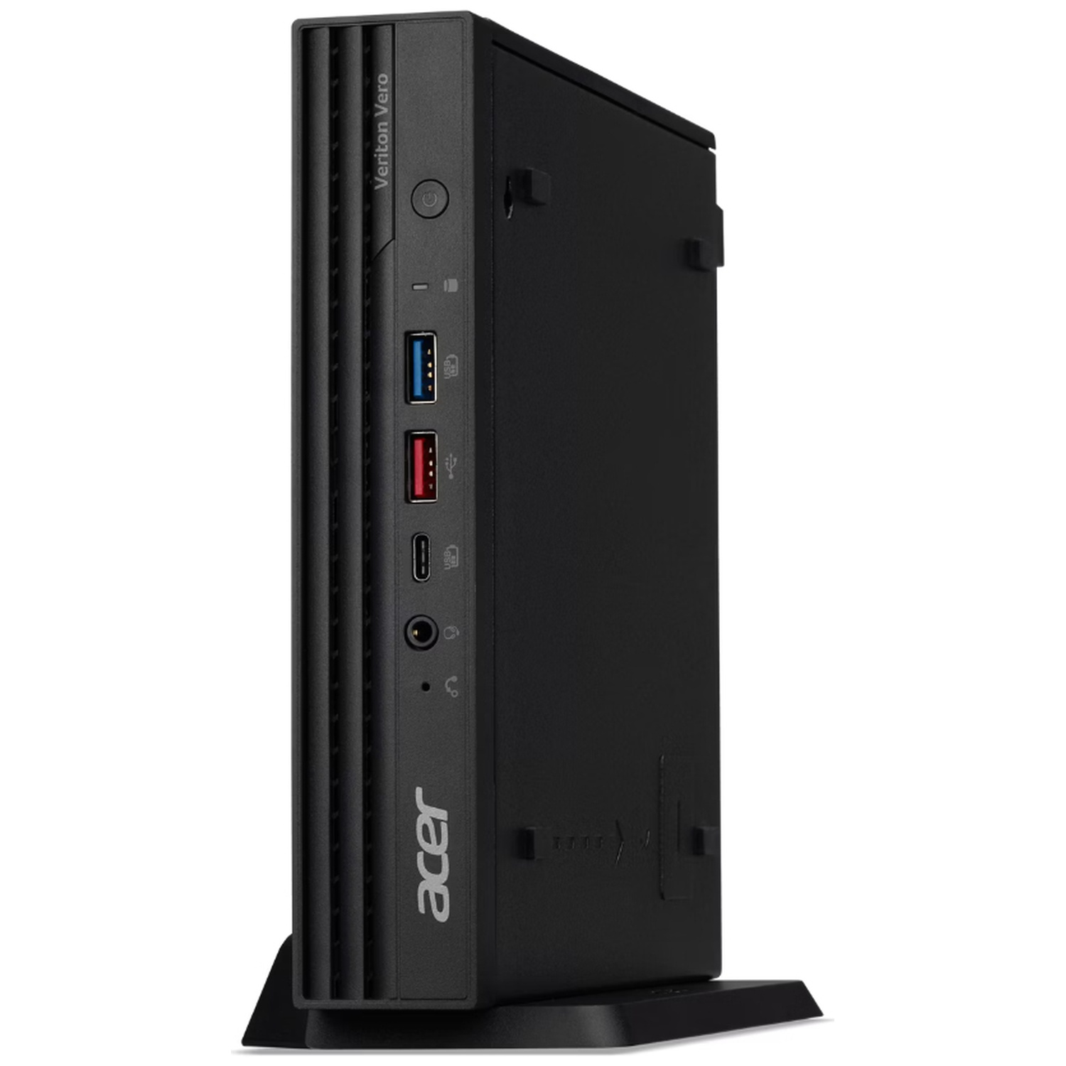 Black Acer Veriton Mini PC with ports and power button.