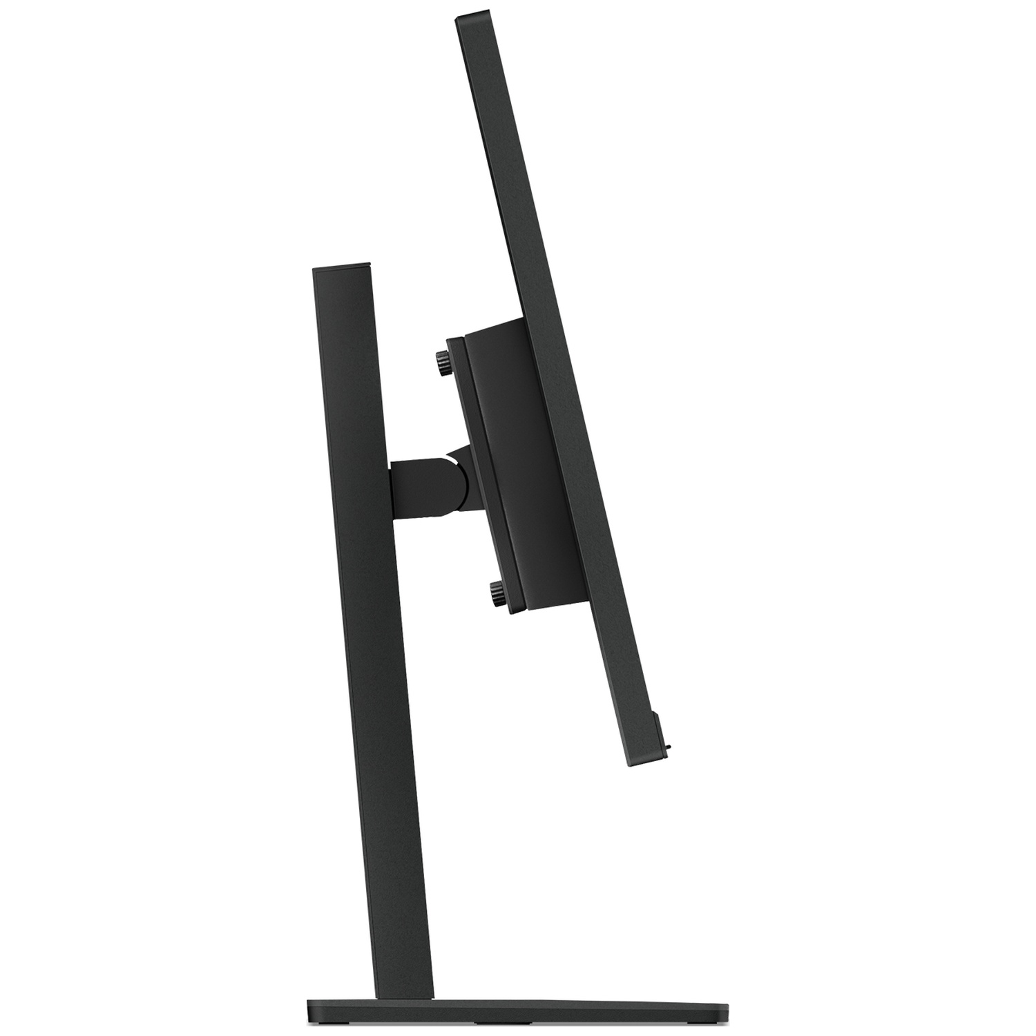 Moniteur noir avec bras et base, vu de côté.