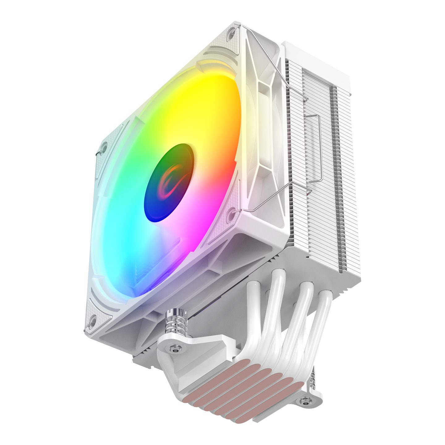 RGB fanlı ve bakır ısı borulu beyaz CPU soğutucu.