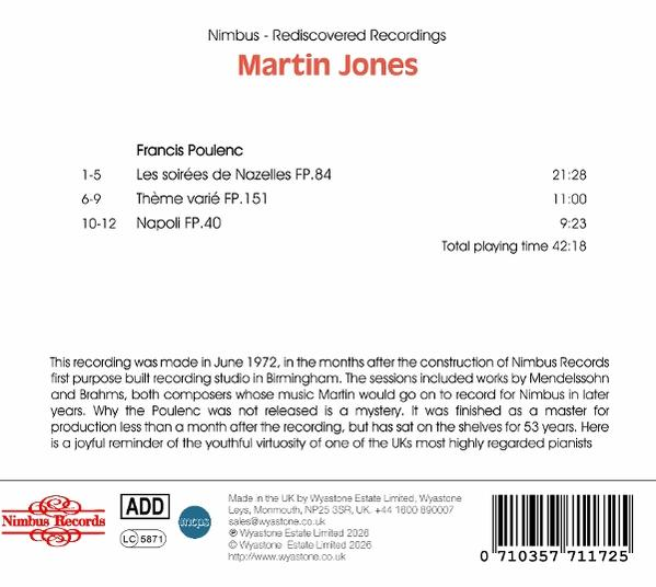 CD-Cover: Martin Jones spielt Francis Poulencs Werke. Gesamtlaufzeit 42:18.