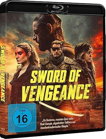 Blu-ray-Hülle für "Sword of Vengeance" mit vier Figuren und einem Schwert.