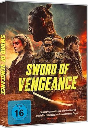 DVD-Cover mit dem Titel Sword of Vengeance, vier Personen und einem Schwert.