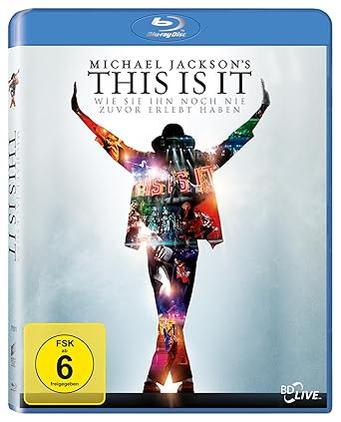 Blu-ray Hülle Michael Jackson's This Is It mit Silhouette und FSK 6 Logo.