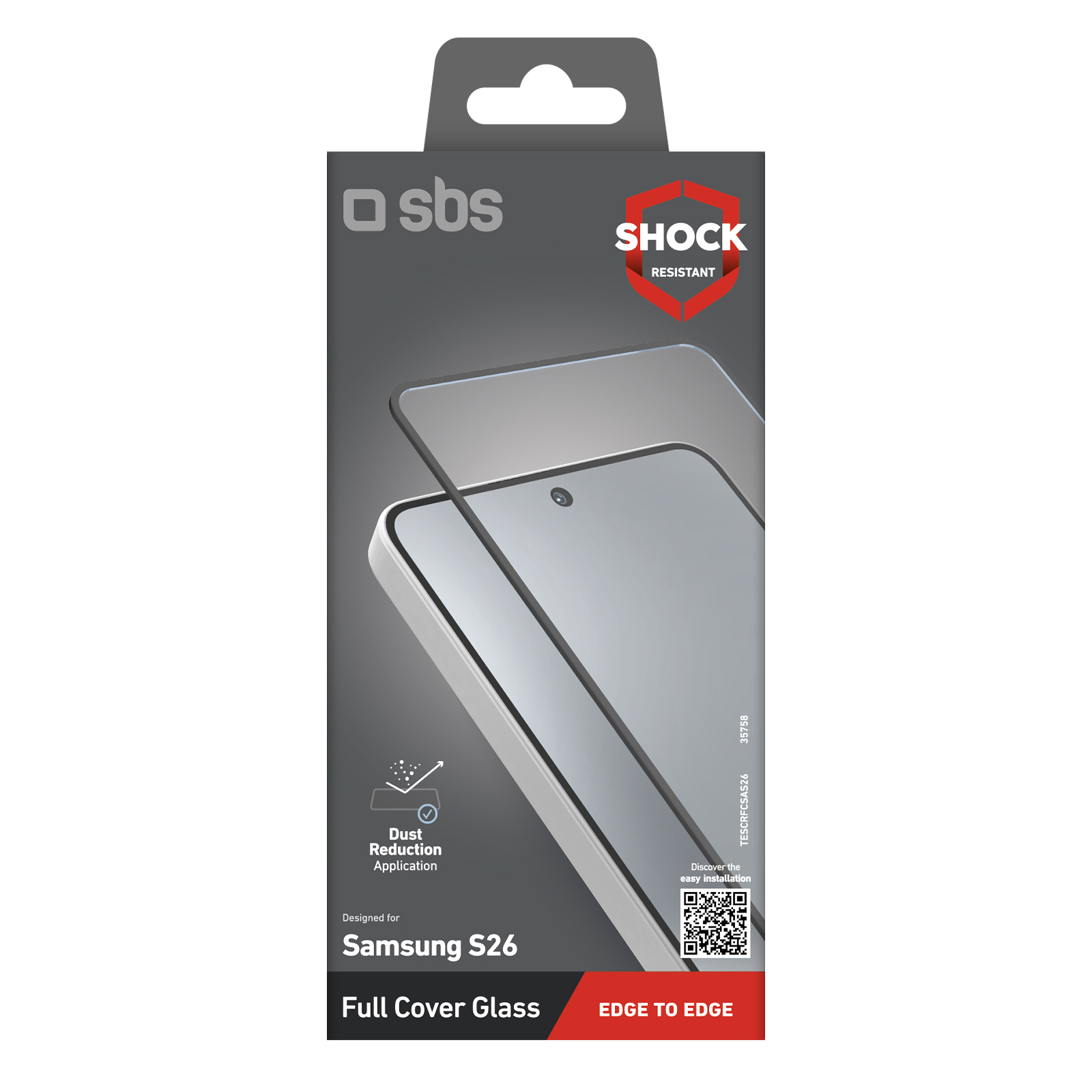 SBS stoßfeste Vollschutzfolie für Samsung S26, randlos.