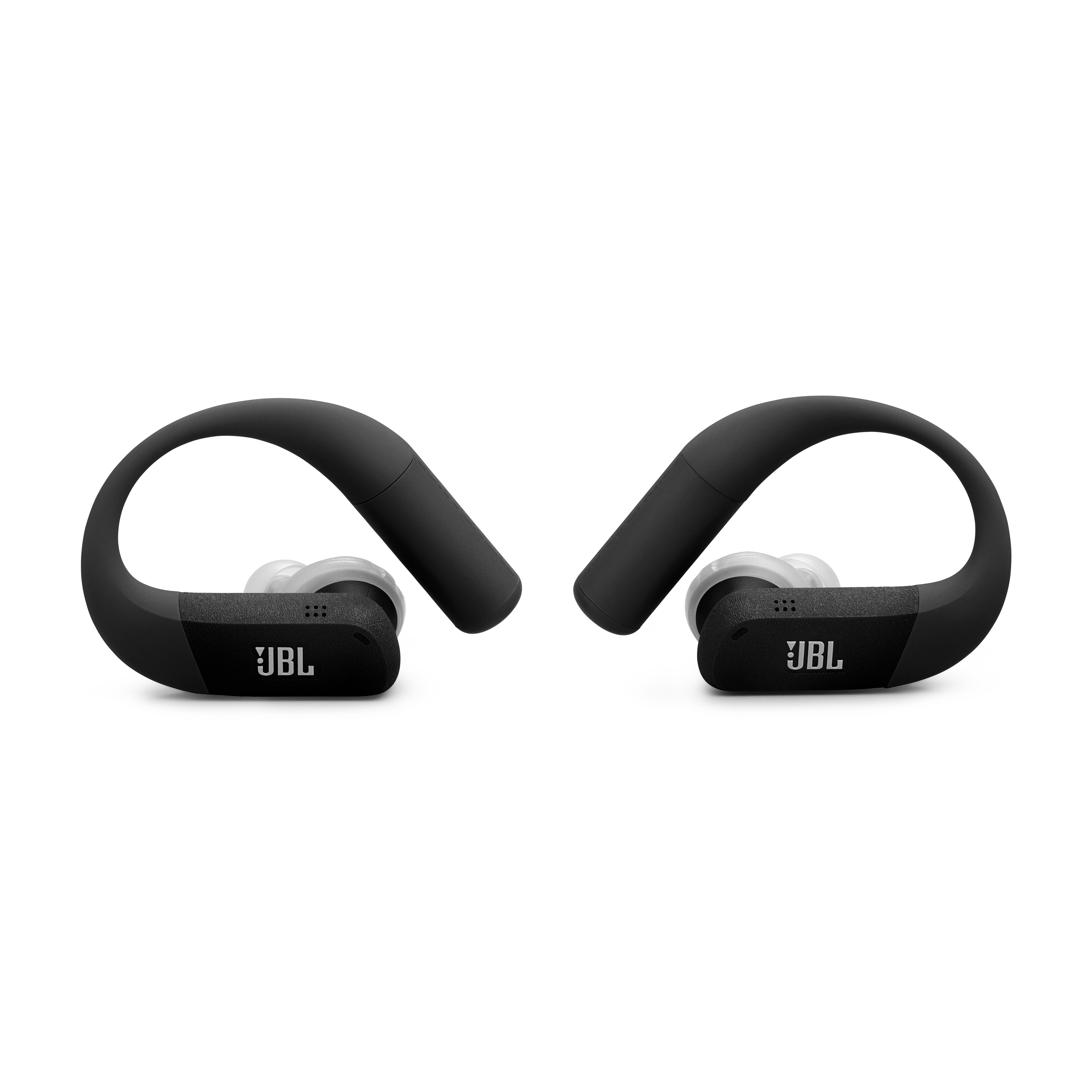 Schwarze JBL Kopfhörer mit Bügeln und Ohrstöpseln auf weißem Hintergrund.