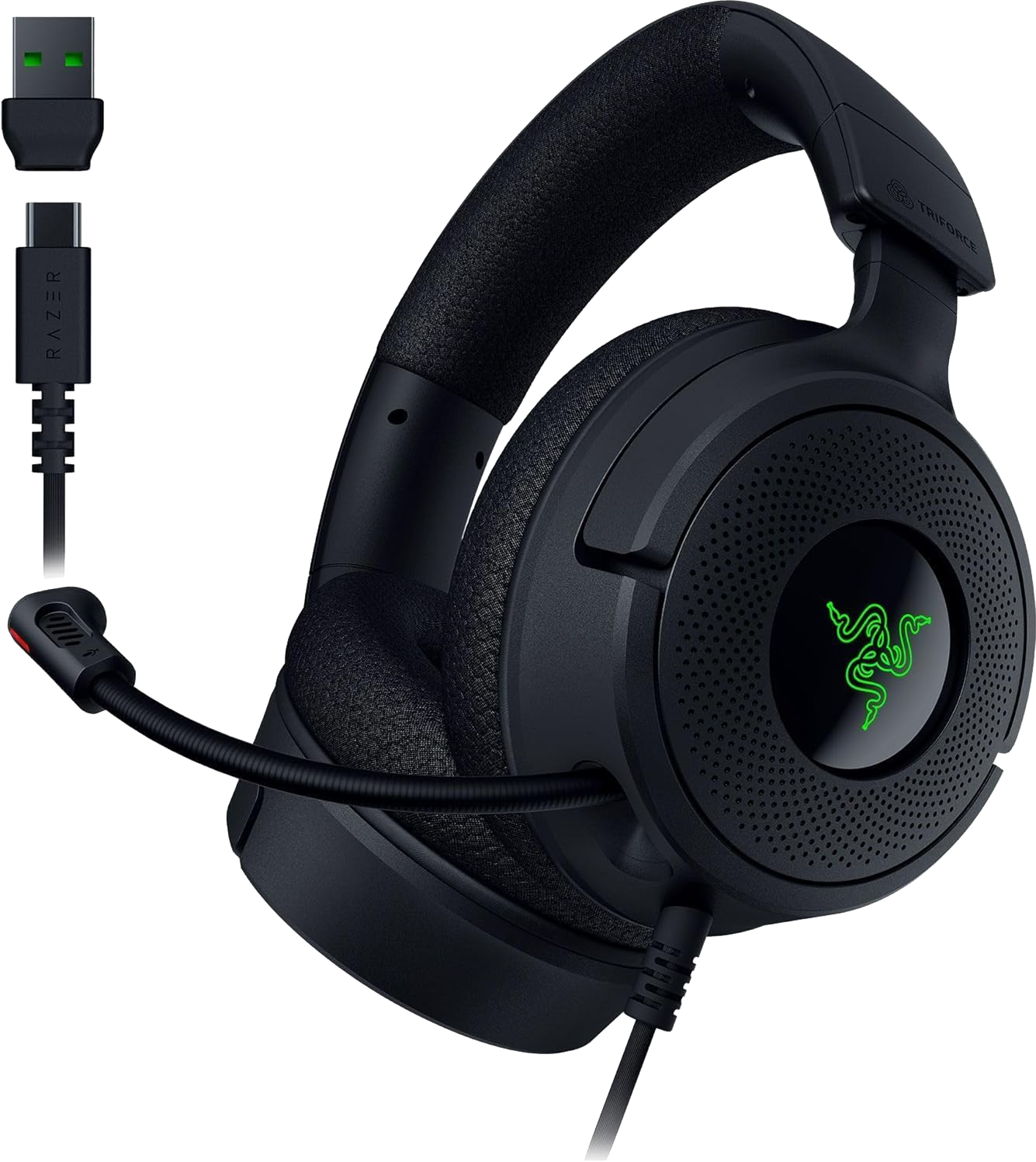 RAZER Kraken V4 X vezetékes fejhallgató mikrofonnal, USB, RGB, fekete (RZ04-05180100-R3M1)