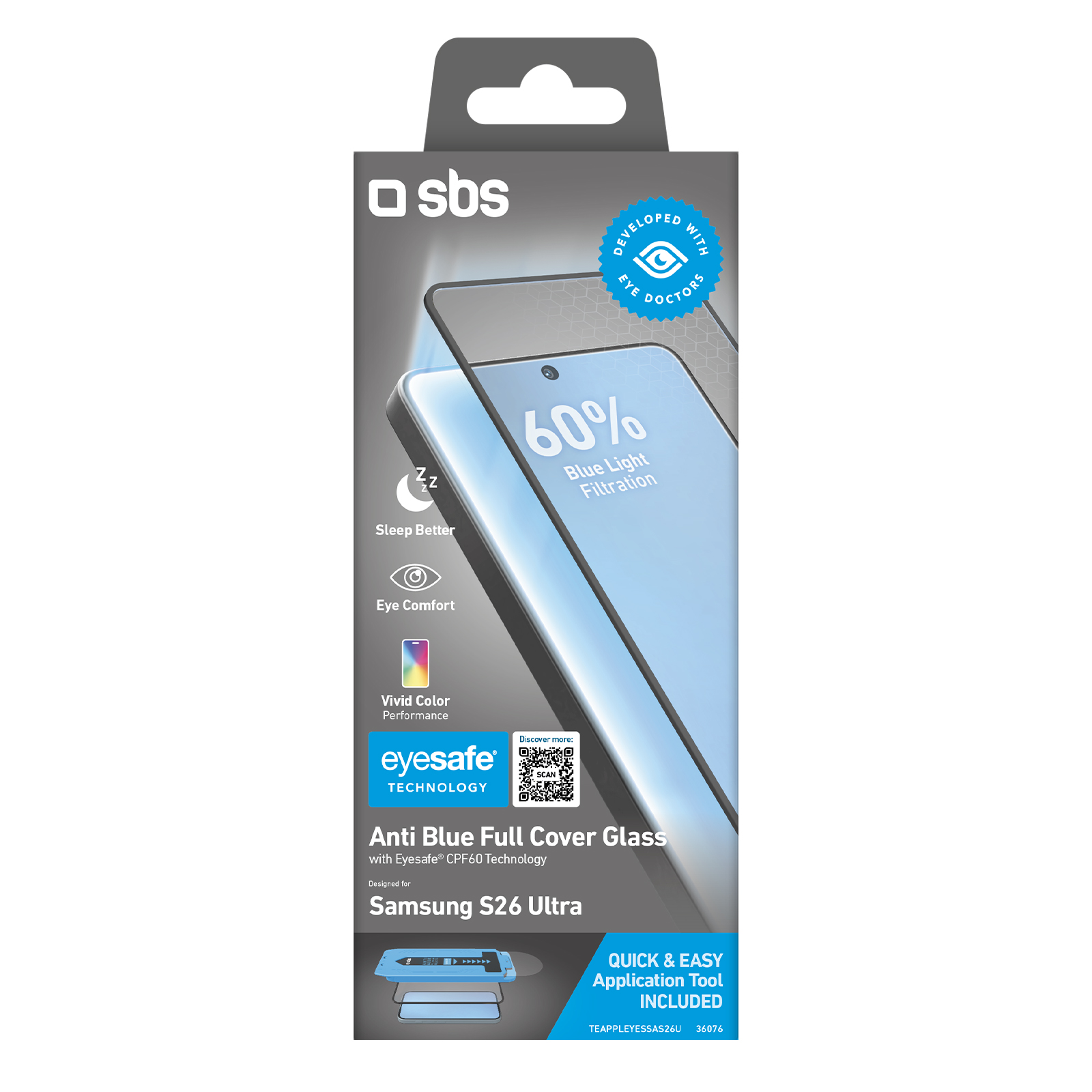 SBS Anti-Blaulicht-Schutzglas für Samsung S26 Ultra.