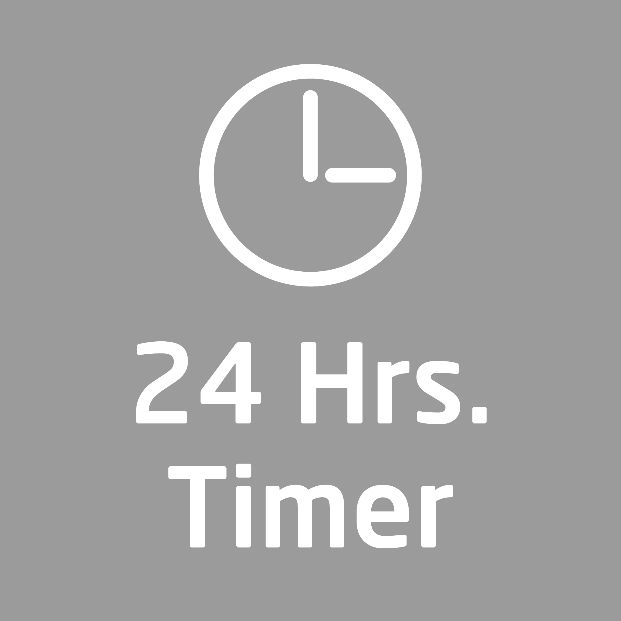 Biała ikona zegara nad tekstem '24 Hrs. Timer'.