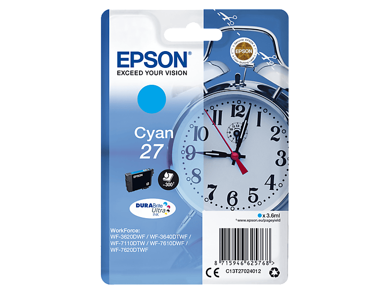 Tusz EPSON T2702 27 Błękitny 3.6 ml C13T27024012