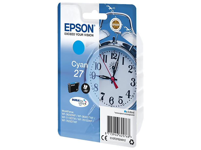 Tusz EPSON T2702 27 Błękitny 3.6 ml C13T27024012 – zdjęcie 2