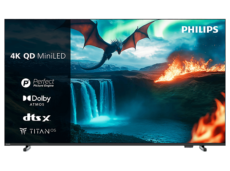Philips 75MLED820/12, UHD 4K, P5 Perfect Picture Engine, Smart TV, Dolby Vision y Atmos Titan OS, DVB-T2, Negro