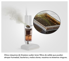 Limpiador a vapor con vista de cerca de una parrilla sucia.