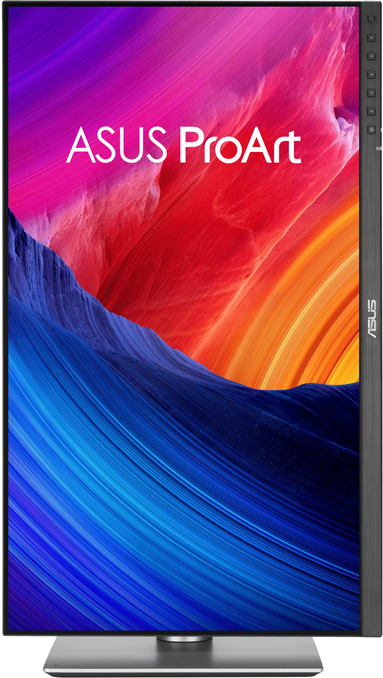 ASUS ProArt monitor élénk lila-kék színátmenettel.