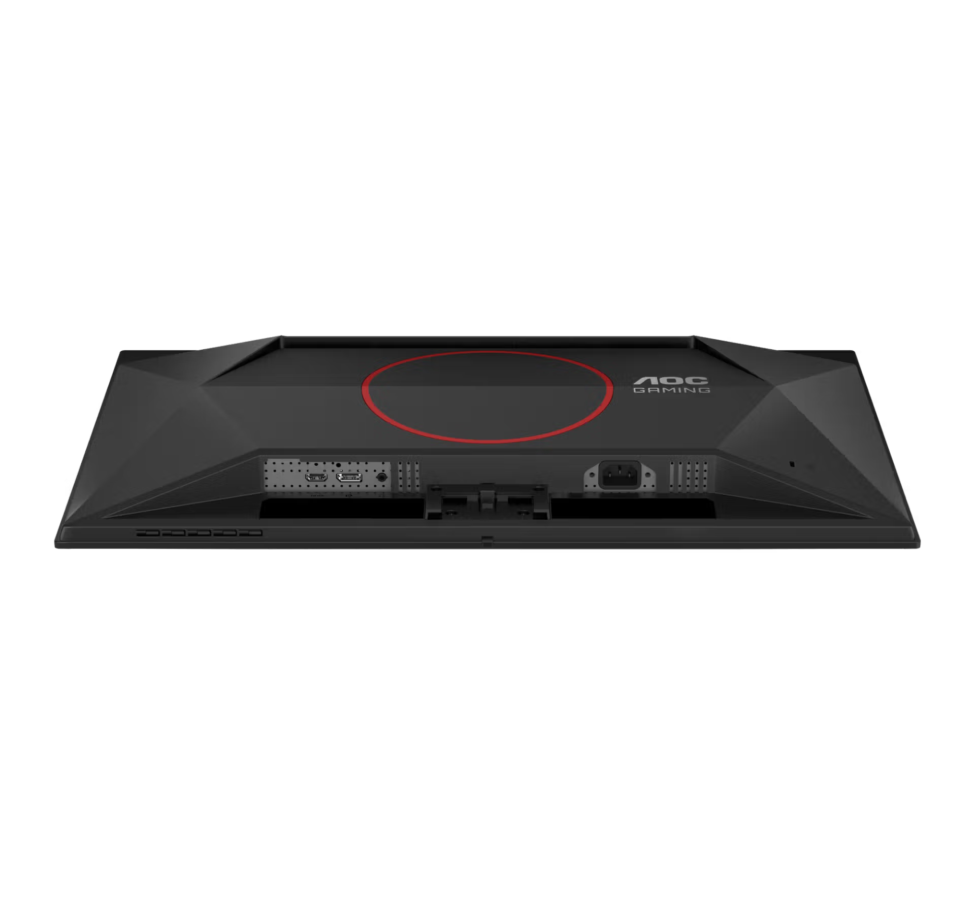 Fekete monitor hátulja AOC Gaming logóval és portokkal.