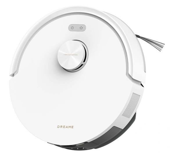 Biały robot sprzątający z nawigacją LiDAR i marką DREAME.