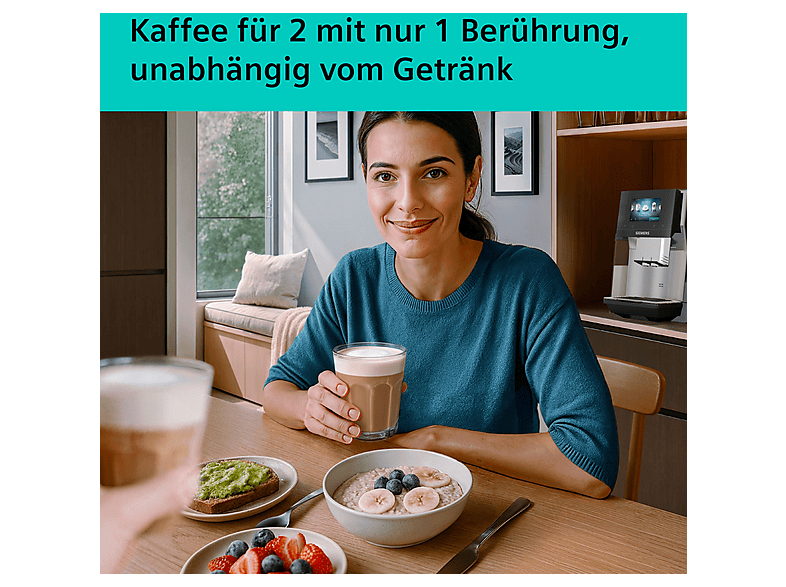 Siemens TQ723E03 EQ700 iAroma Kaffeevollautomat (Edelstahl, Keramikmahlwerk, 19 bar, externer Milchbehälter) — Foto 2 von 5