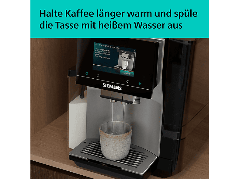 Siemens TQ723E03 EQ700 iAroma Kaffeevollautomat (Edelstahl, Keramikmahlwerk, 19 bar, externer Milchbehälter) — Foto 4 von 5