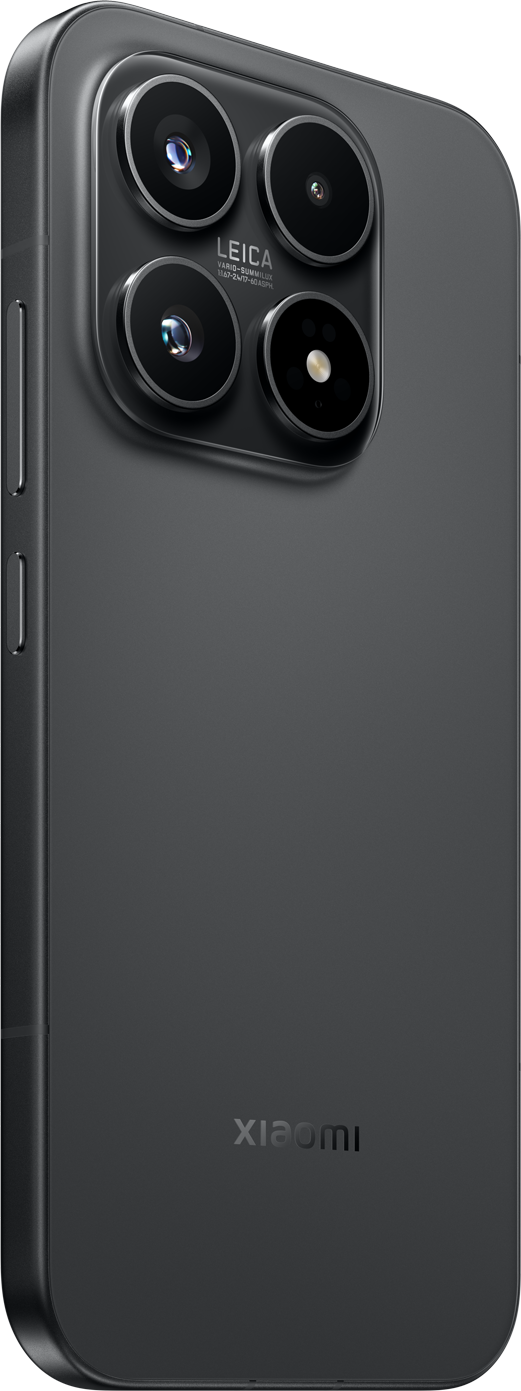 Rückseite eines dunklen Smartphones mit vier Leica-Kameras und Xiaomi-Logo.