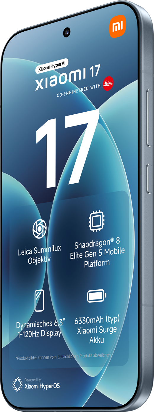 Xiaomi 17 Smartphone mit Leica Objektiv, Snapdragon 8 Gen 5 und 6,3" Display.