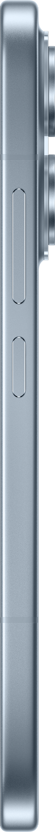 Nahaufnahme einer silbernen Smartphone-Seite mit zwei Knöpfen.