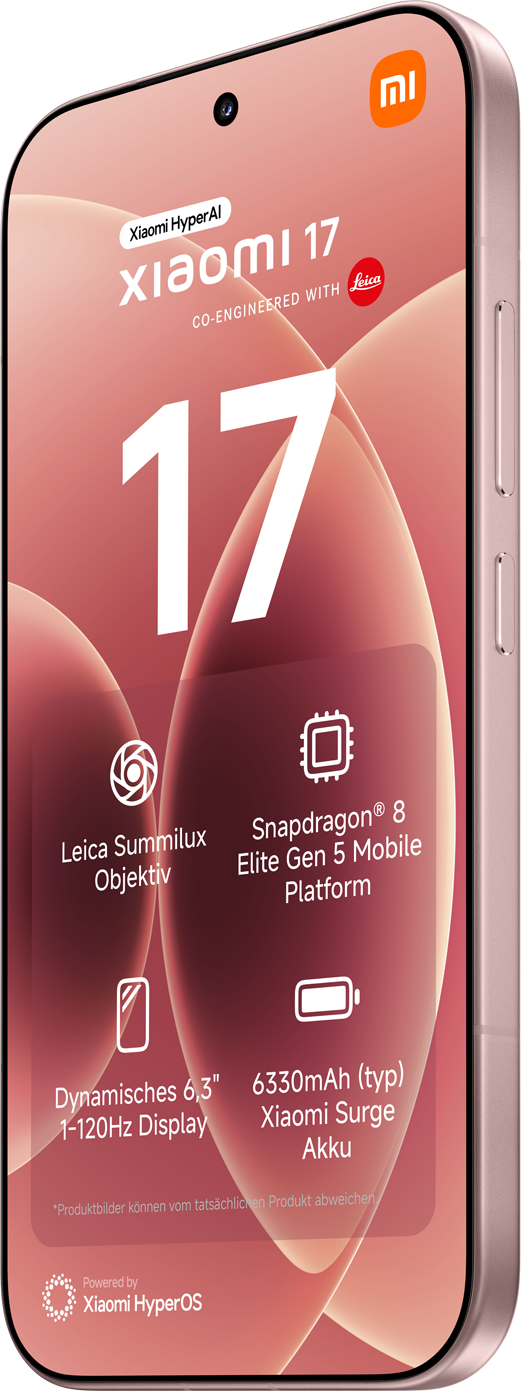 Xiaomi 17 Smartphone mit Leica Objektiv, Snapdragon 8 Gen 5, 6,3" Display.