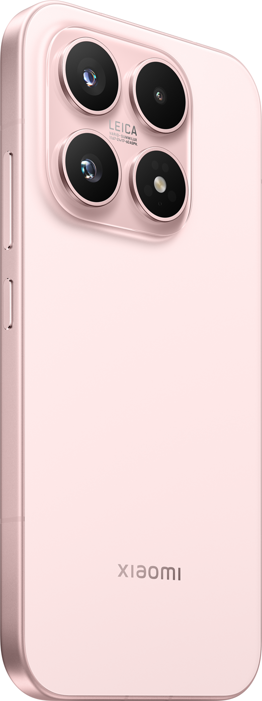 Ein rosafarbenes Smartphone mit vier Kameras und dem Xiaomi-Logo.